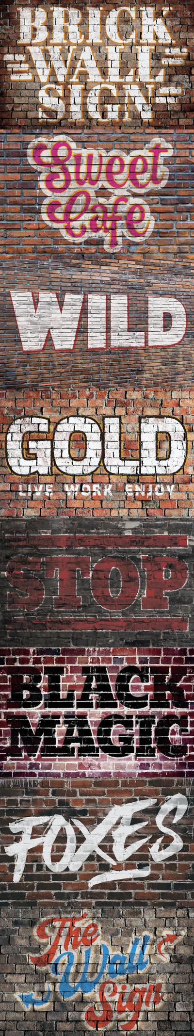 逼真质感的砖墙手绘涂鸦logo标志设计photoshop动作图层样式