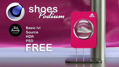 运动鞋时尚设计场景C4D工程文件下载（C4D&PSD）