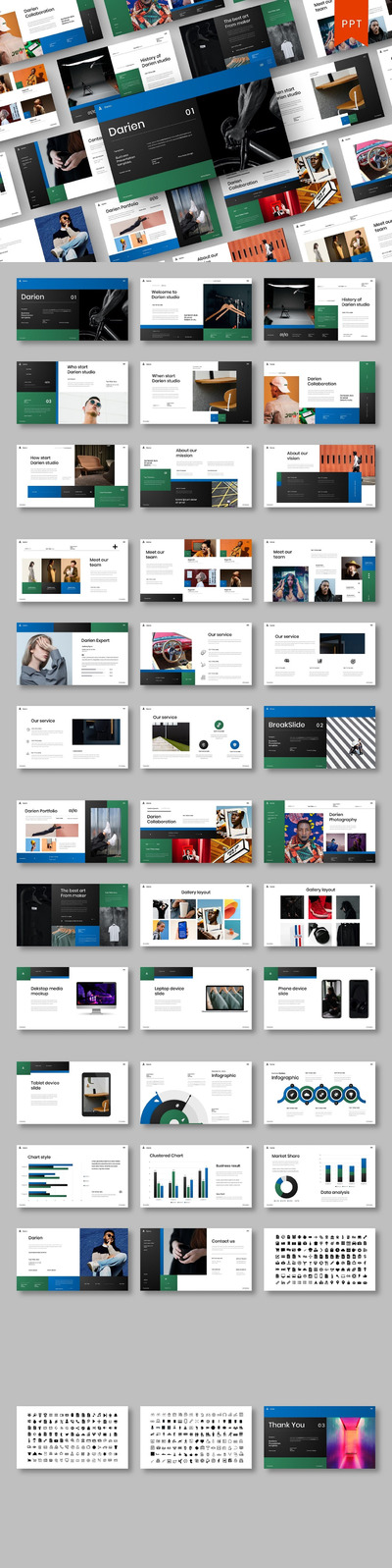 时尚高端简约商业商务powerpoint幻灯片演示模板（pptx）