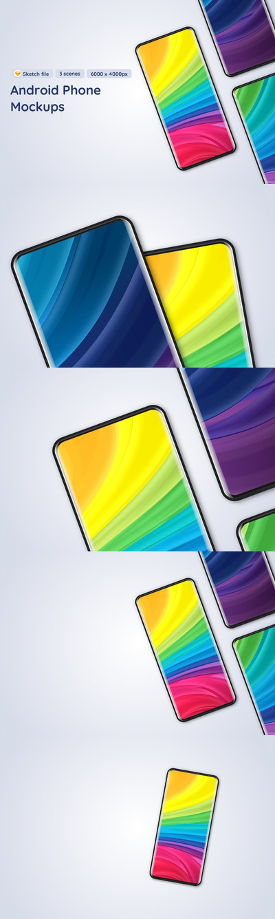 时尚高端高品质的安卓手机APP UI样机展示模型mockups