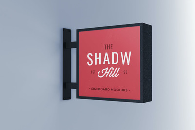 方形店铺招牌logo标志设计VI样机展示模型mockups