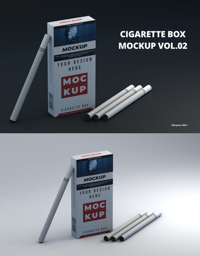高品质的烟盒包装设计VI样机展示模型mockups