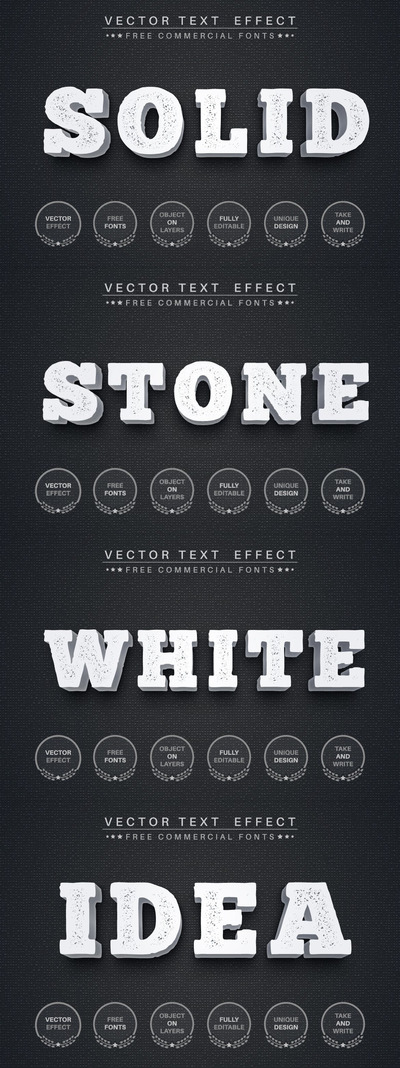 3D立体石头质感的AI立体字文字效果图层样式