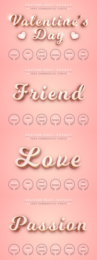 illustrator矢量情人节3D立体文字效果图层样式
