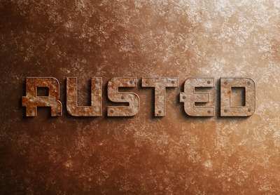 生锈的3D金属字体样式[PSD]