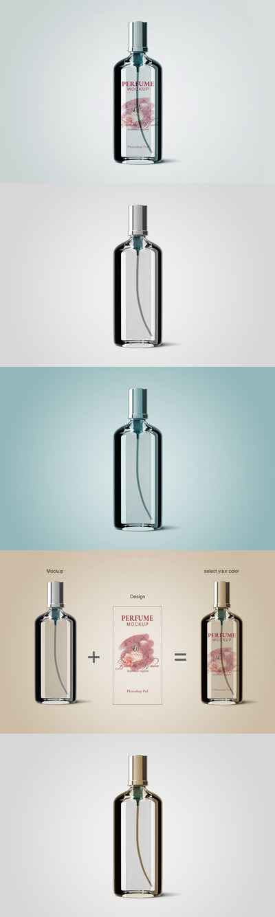 时尚的香水瓶品牌设计展示样机(PSD)