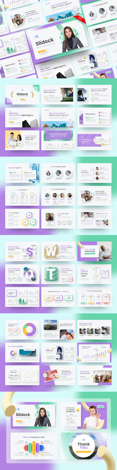 时尚清新简约多用途带有swot分析powerpoint幻灯片演示模板（pptx）