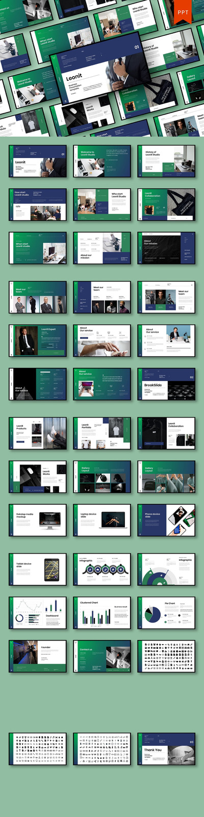 时尚高端专业多用途的商业商务质感powerpoint幻灯片演示模板（pptx）