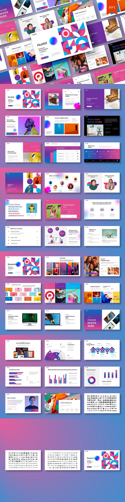 时尚高端多用途的商业商务powerpoint幻灯片演示模板（pptx）