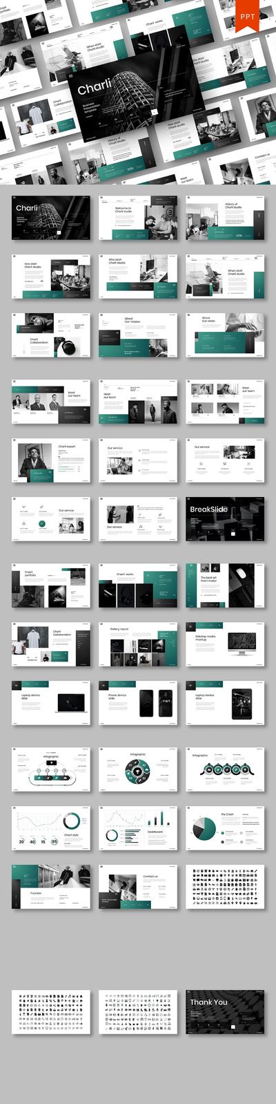 时尚高端专业的高品质商业商务质感powerpoint幻灯片演示模板（pptx）