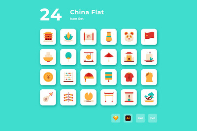 中国新年扁平化图标（AI,EPS,PNG,SVG）