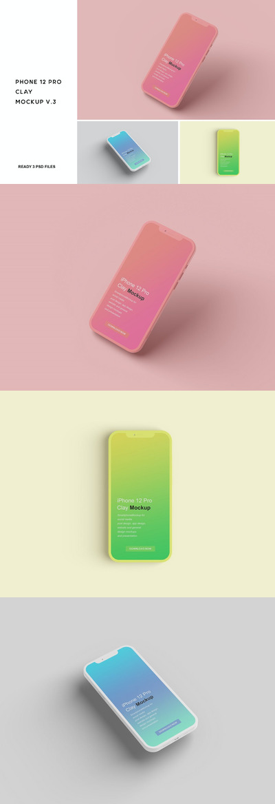 iPhone 12 Pro APP UI样机展示模型mockups