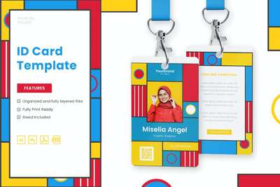 时尚包豪斯风格的身份证工作证设计模板