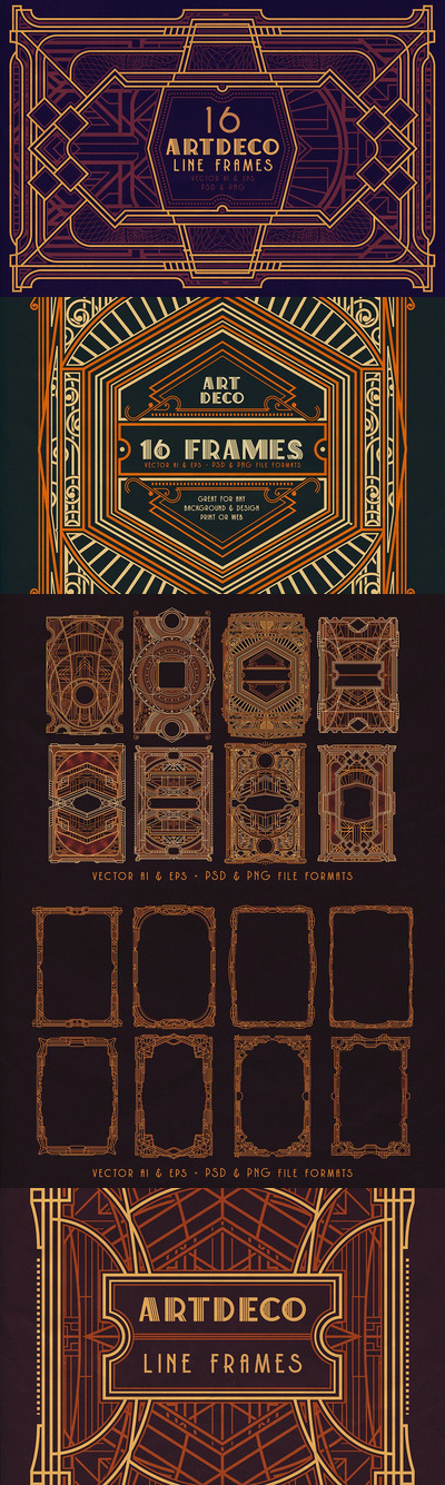 16个高品质的复古奢华ArtDeco欧式复古房地产矢量背景底纹纹理集合