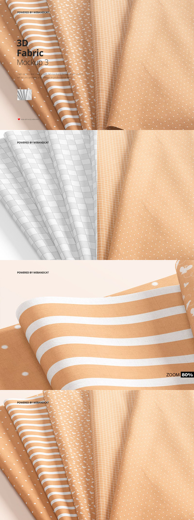 高端逼真质感的布料纸张折叠效果VI设计样机展示模型mockups