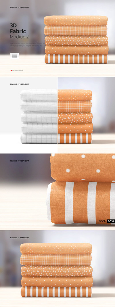 时尚高端逼真质感的高品质毛巾布料VI设计样机展示模型mockups