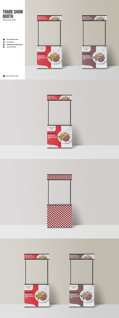 少见稀有的展位摊位设计VI样机展示模型mockups