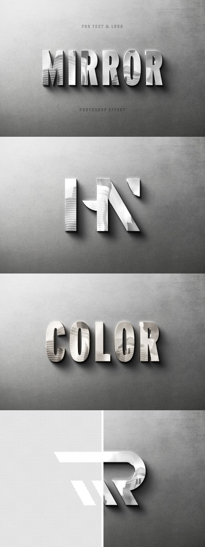 金属反光反射质感的logo标志设计VI样机展示模型mockups