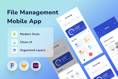 文件管理APP Ui模板（FIG,SKETCH,XD）
