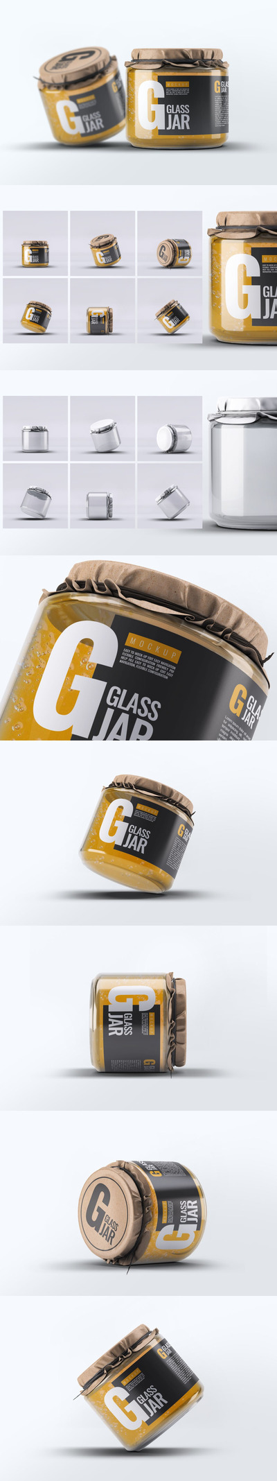 高品质的玻璃罐包装设计VI样机展示模型mockups