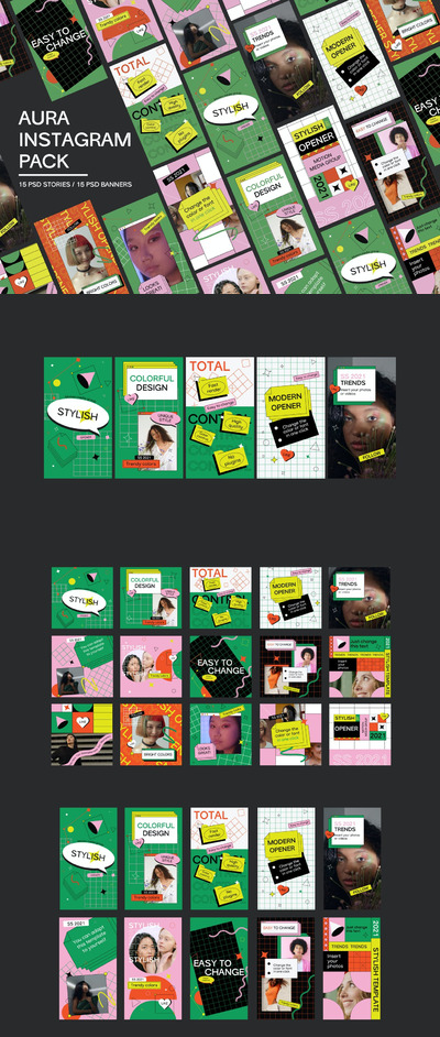 时尚清新多用途Instagram社交媒体banner海报设计模板集合