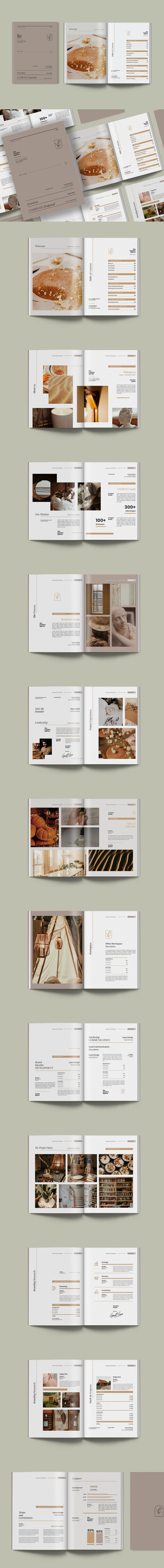 时尚高端简约多用途的高品质公司提案手册画册宣传册杂志房地产楼书设计模板