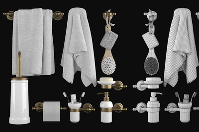 酒店洗浴间浴室场景必备相关物件3D模型下载(OBJ,MAX)