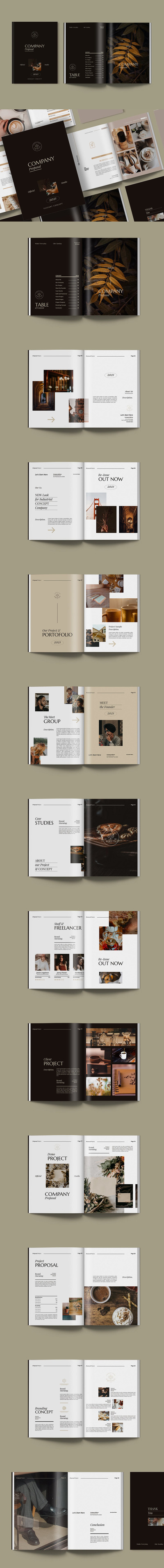 优雅时尚高端清新多用途品牌手册画册宣传册杂志房地产楼书设计模板