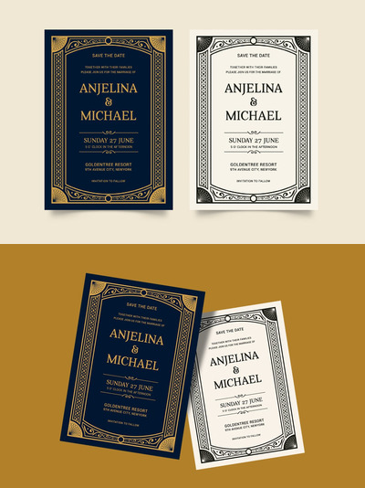 高品质的时尚高端欧式房地产婚礼请柬海报设计模板