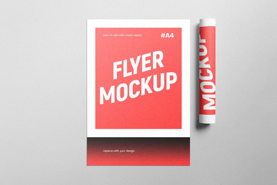 高品质的时尚高端简约宣传单海报设计VI样机展示模型mockups