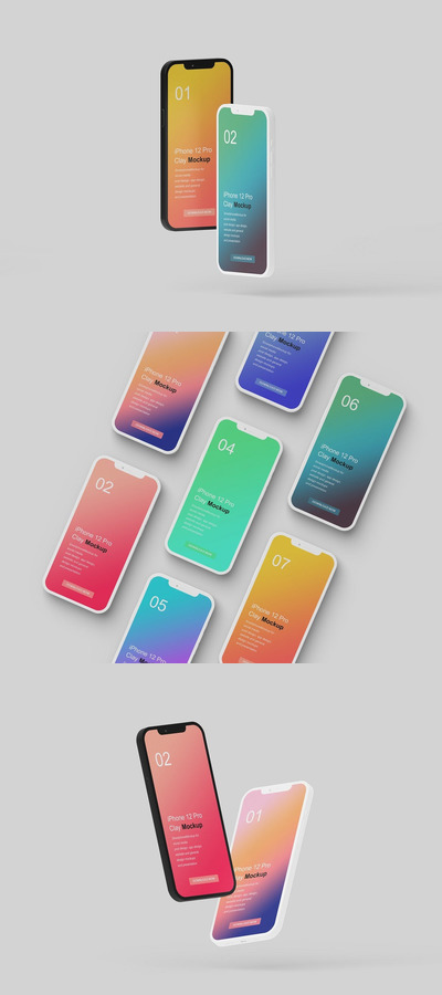 iPhone 12 Pro 手机UI设计样机（PSD）