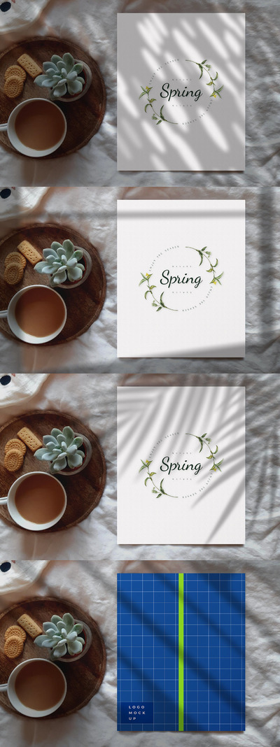 春天场景的logo设计展示样机合计（PSD）