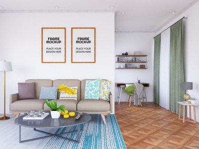 室内客厅居家画框样机 [PSD]