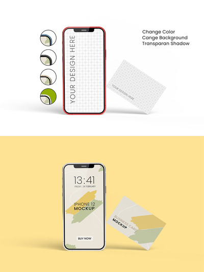 iPhone 12 & 名片品牌设计展示样机（PSD）