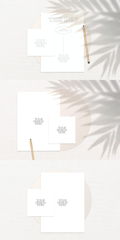 自然阴影覆盖纸VI样机展示模型mockups