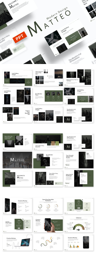 清新时尚简约高端多用途业务powerpoint幻灯片演示模板（pptx）