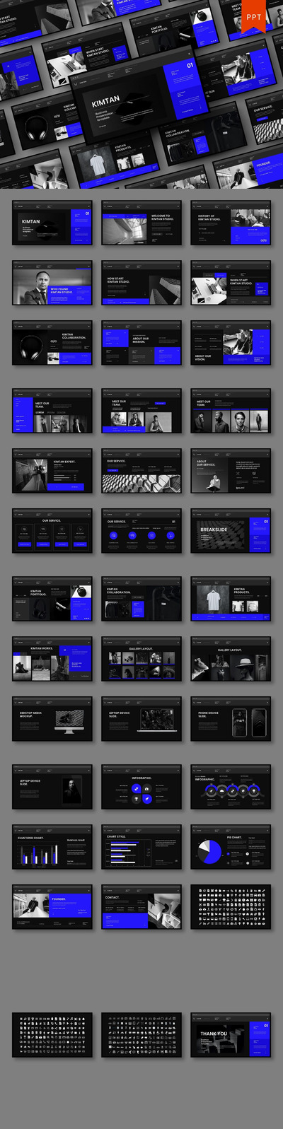 时尚高端专业的高品质商业商务powerpoint幻灯片演示模板（pptx）