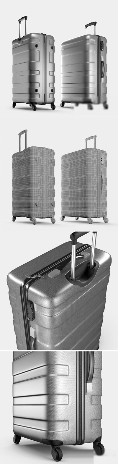 铝镁合金行李箱拉杆箱3D模型免费下载（OBJ，MAX）