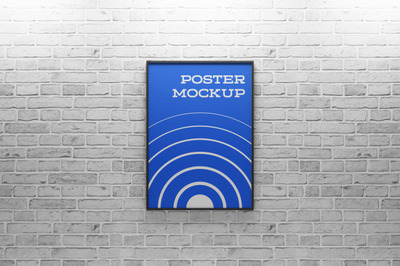 房间内的海报相框模型[PSD]