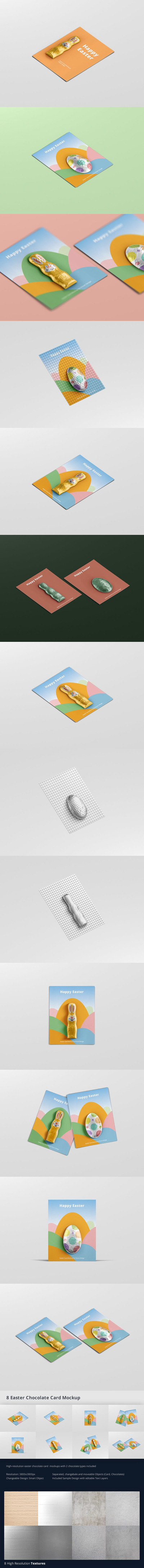 复活节巧克力卡片模型样机（PSD）