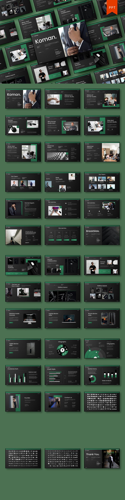 时尚高端专业的高品质商业商务powerpoint幻灯片演示模板（pptx）