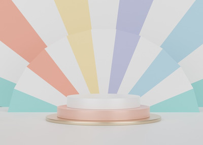 3D渲染几何形状展台样机[JPG]