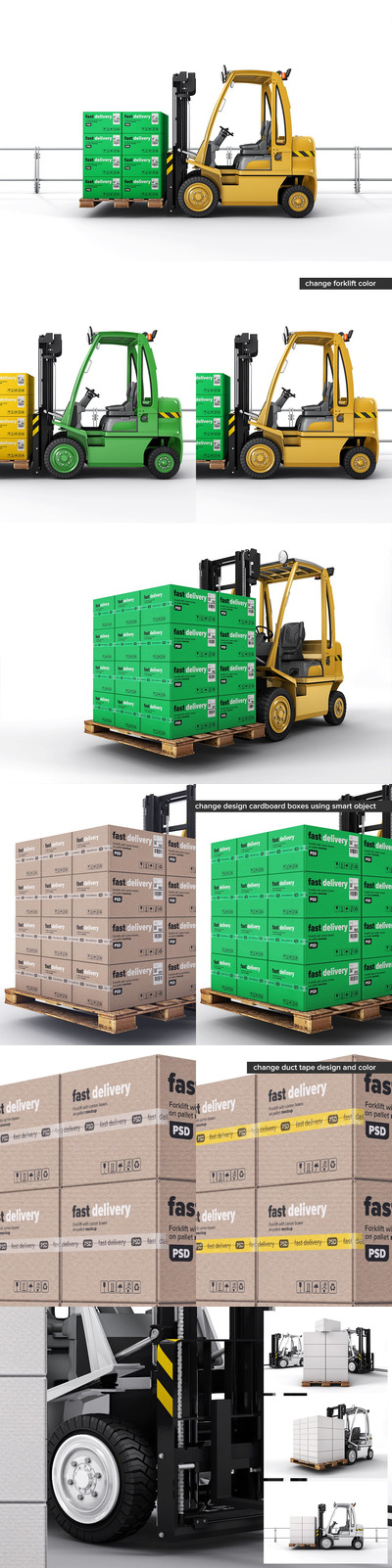 货盘模型上带纸箱的叉车样机模型（PSD）