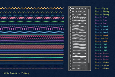 缝合效果的Photoshop笔刷（ABR）