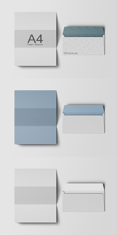 A4信纸和信封品牌设计样机（PSD）