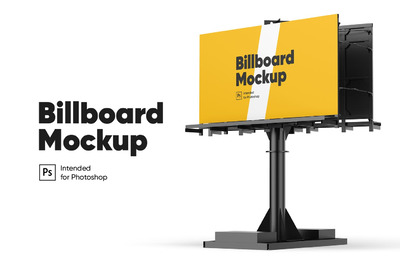 时尚高端逼真质感的房地产户外广告牌户外高炮户外大牌设计VI样机展示模型mockups