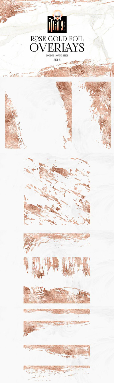 玫瑰金箔抽象边框剪贴画