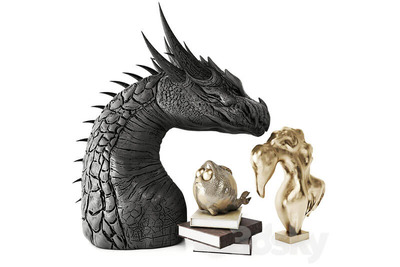 奇幻风格个性龙首龙头3D雕塑模型下载（FBX，MAX，OBJ）