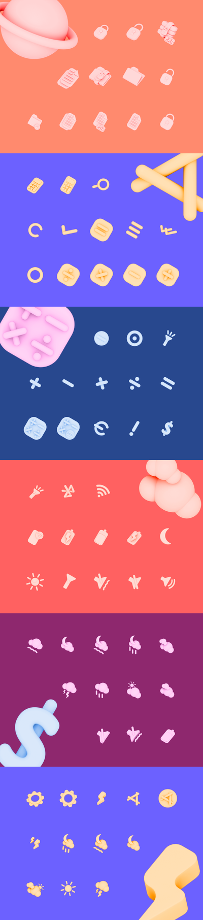 可爱风格的3D图标模型下载（FBX）