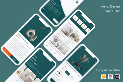 室内设计功能的 App UI Kit（FIG,SKETCH,XD）